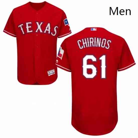 Mens Majestic Texas Rangers 61 Robinson Chirinos Red Alternate Flex Base Authentic Collection MLB Jersey